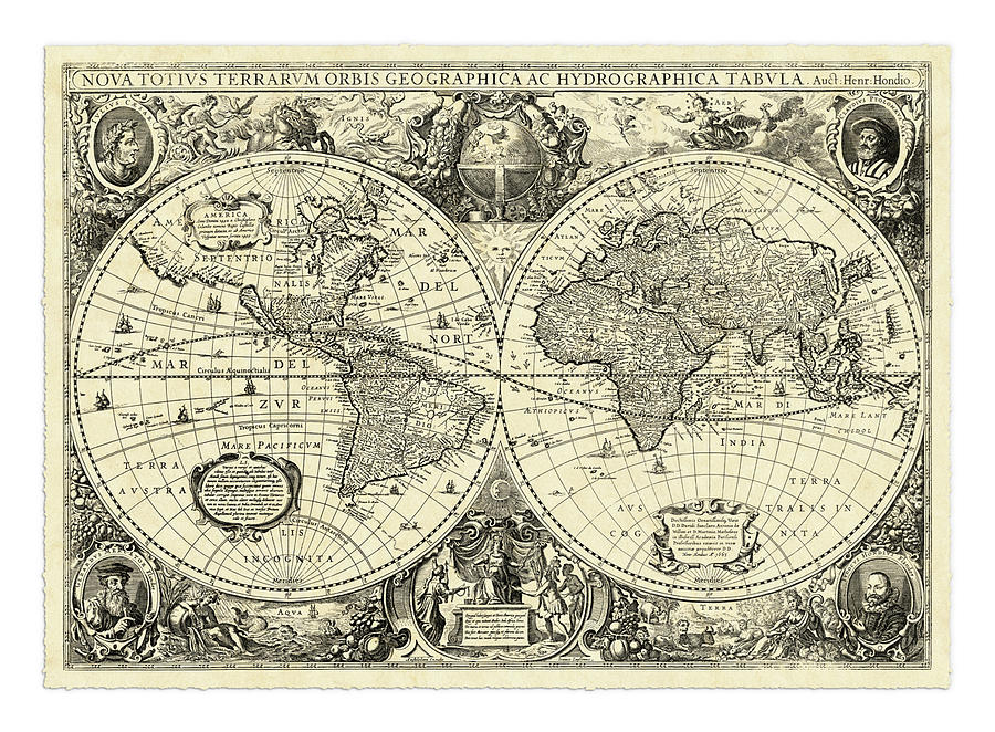 Vintage World Map Painting by Vision Studio - Fine Art America