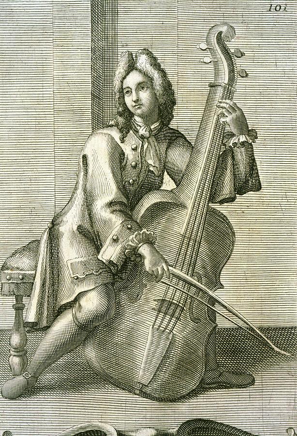 Viola player, Engraving. Painting by Filippo Bonanni -1638-1725-