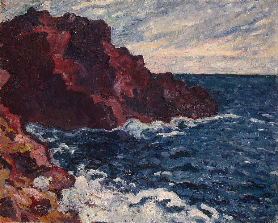 Violet Rocks Sea Tide, 1900 Painting