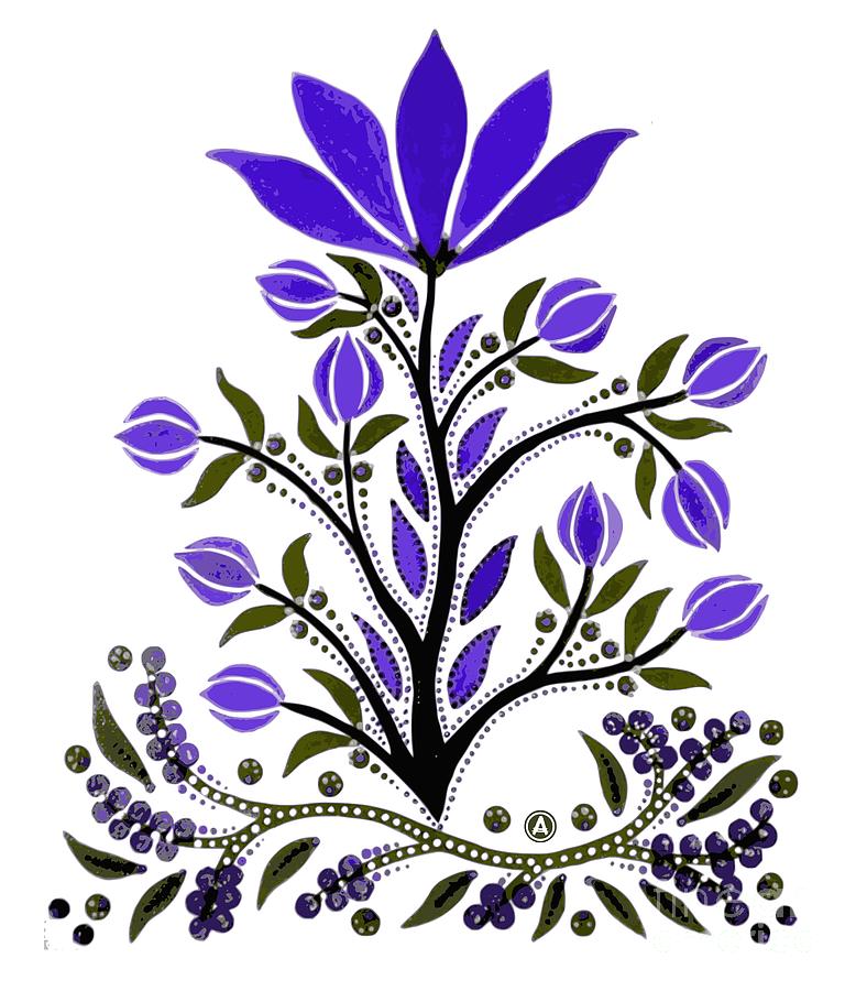 Anthony Mixed Media - Violet Slavic Flower by Anthony Mrugacz Anthony Mixed Media - Violet Slavic Flower by Anthony Mrugacz