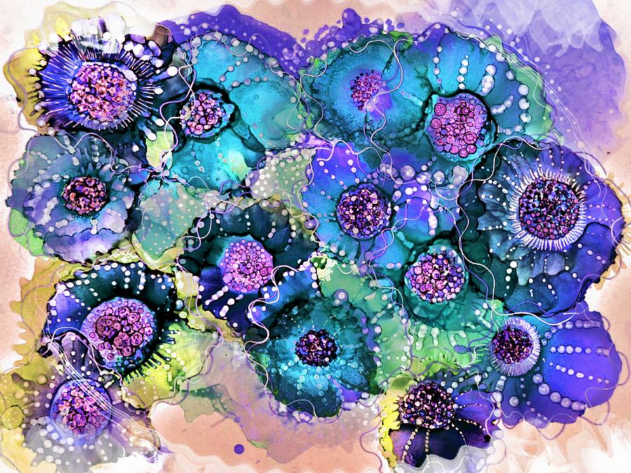 Abstract Painting - Violet Turquoise And Teal Abstract by Barbara Chichester