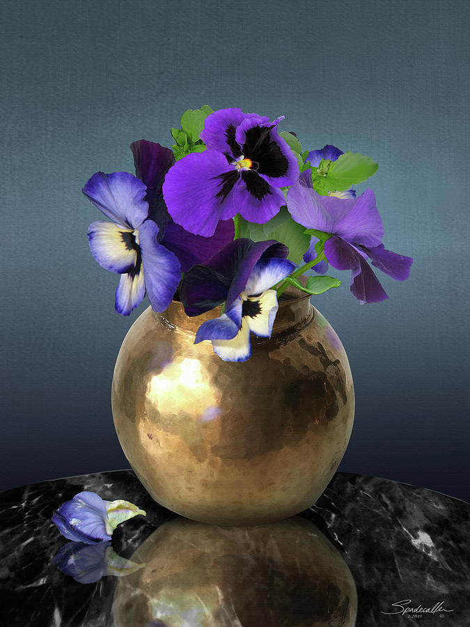 Violets in Copper Vase Digital Art by Spadecaller