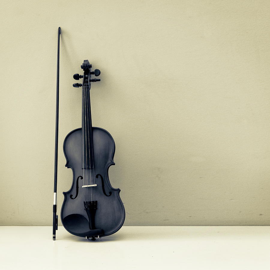 Violin And Bow, Treated Monochrome Photograph by Photography By Hugh Chaloner
