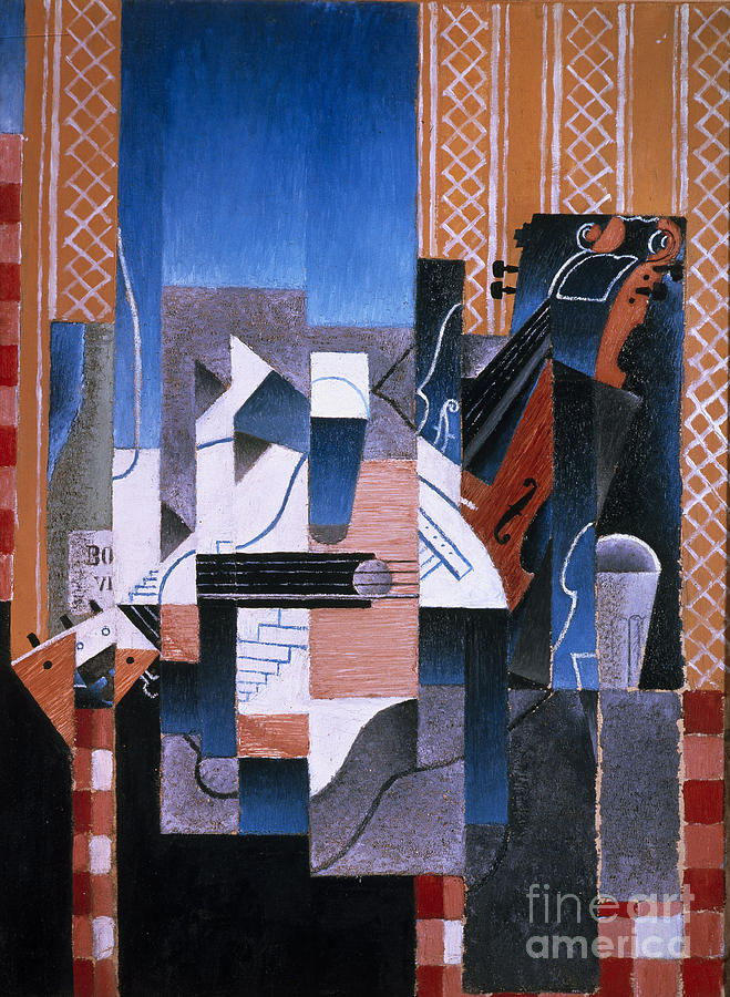 Violin And Guitar, 1913. Artist Gris Drawing by Heritage Images Violin And Guitar, 1913. Artist Gris Drawing by Heritage Images