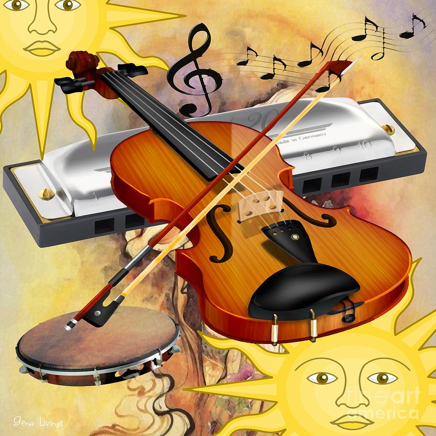 Violin Blues Digital Art by Gena Livings