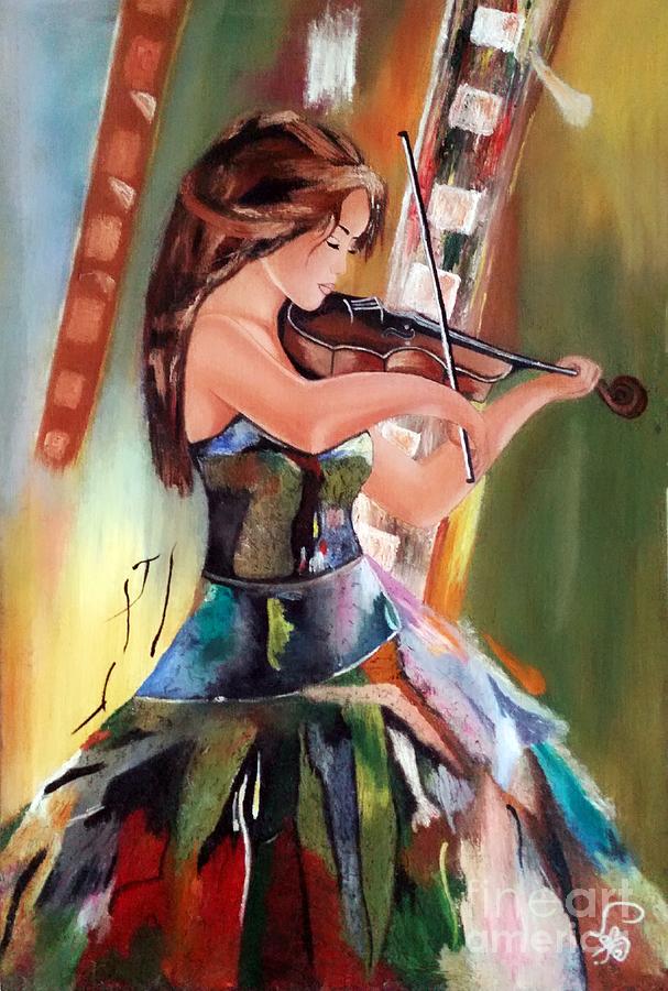 knap job Tage en risiko Violin Girl Painting by Sadaf Shah - Pixels