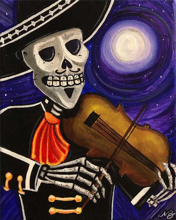 Violin in the Night Painting by Nicole Bojorquez