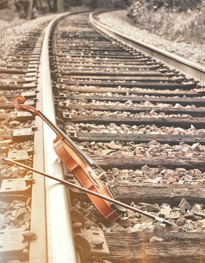Violin On The Tracks  Photograph by JAMART Photography