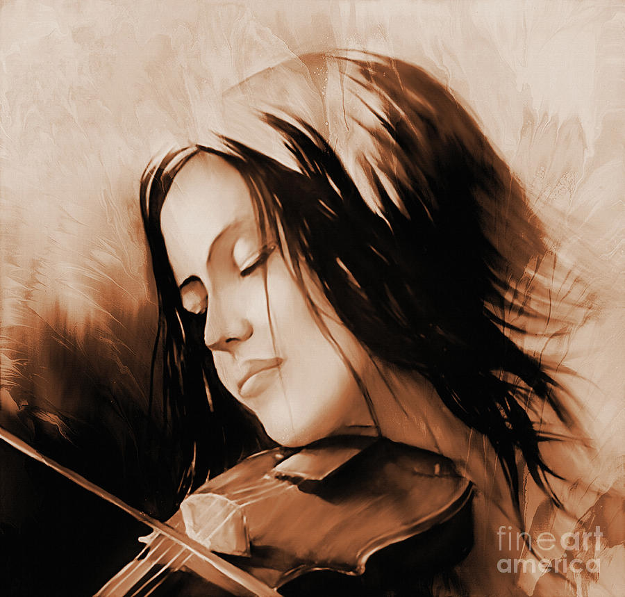 Violin player lady 55ty Painting by Gull G