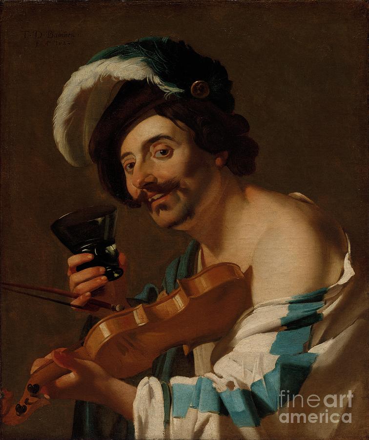 Violin Player With A Wine Glass Drawing by Heritage Images