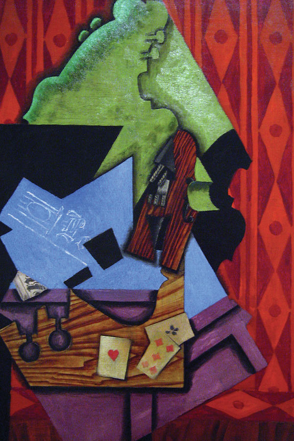 Violin & Playing Cards Painting by Juan Gris