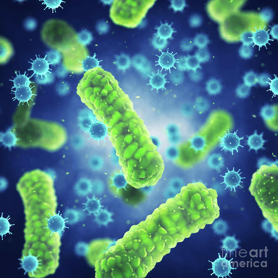 3d Photograph - Viral And Bacterial Infection by Nobeastsofierce/science Photo Library