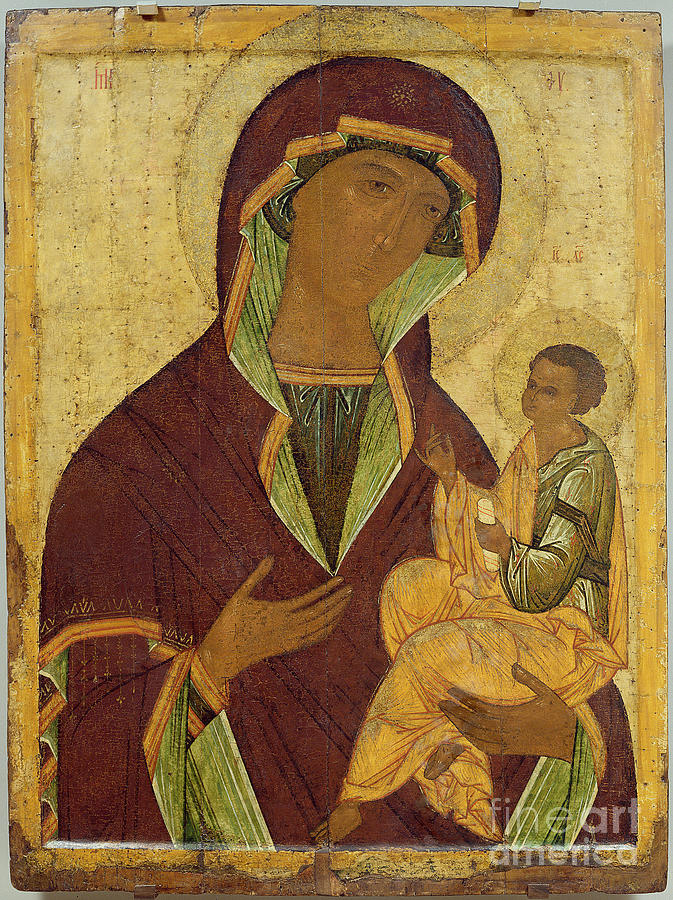 Byzantine Painting - Virgin And Child, C.1500 by Russian School