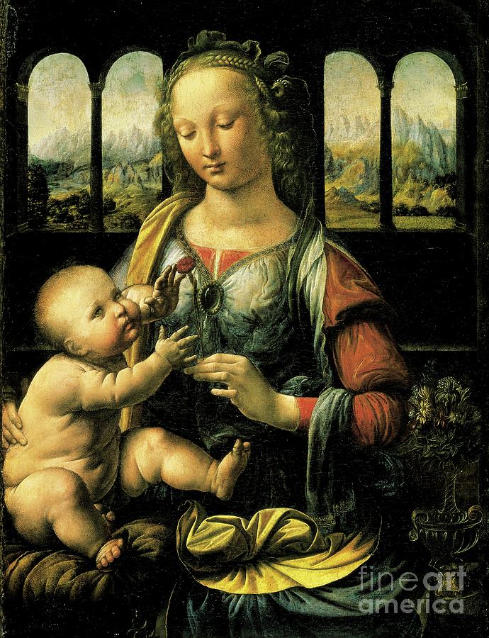 Virgin And Child, Circa 1473 Painting by Leonardo Da Vinci