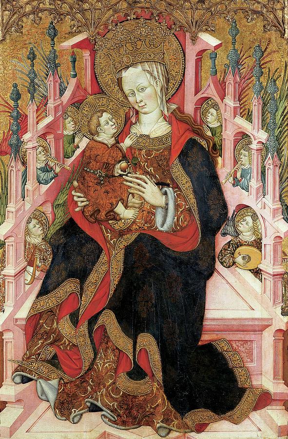 Madonna Painting - Virgin And Child Enthroned With Angels Making Music by Burnham Master