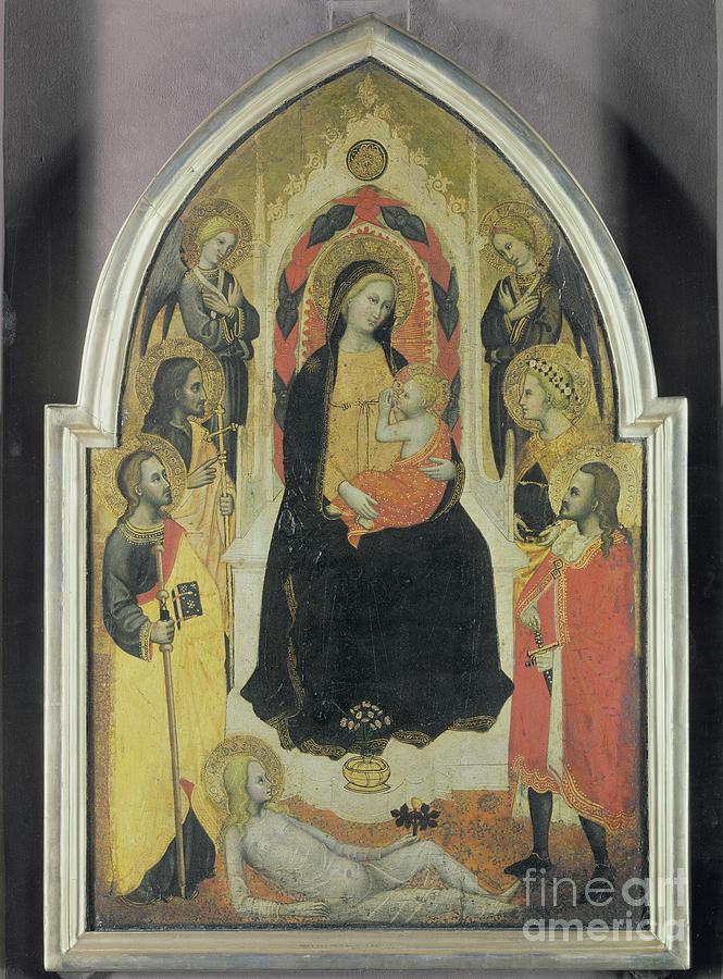 Madonna Painting - Virgin And Child With Angels And Saints, C.1390-95 by Master Of The Straus Madonna