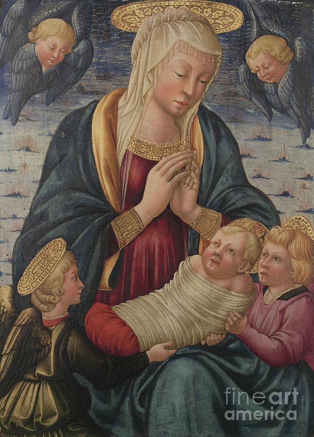 Virgin And Child With Angels Drawing by Heritage Images