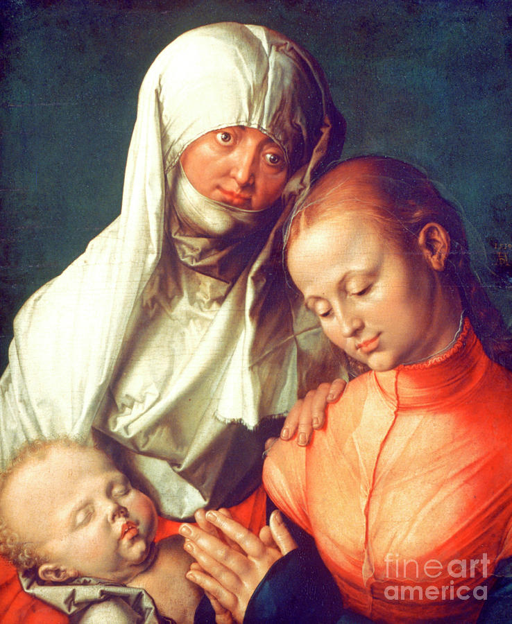 Virgin And Child With Saint Anne Drawing by Print Collector