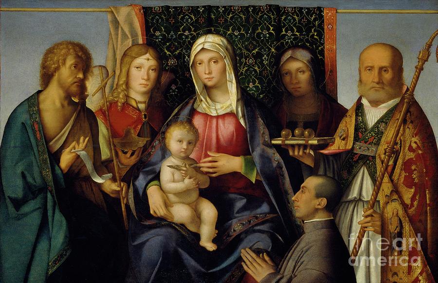 Virgin And Child With Saints And A Donor Painting by Boccaccio Boccaccino