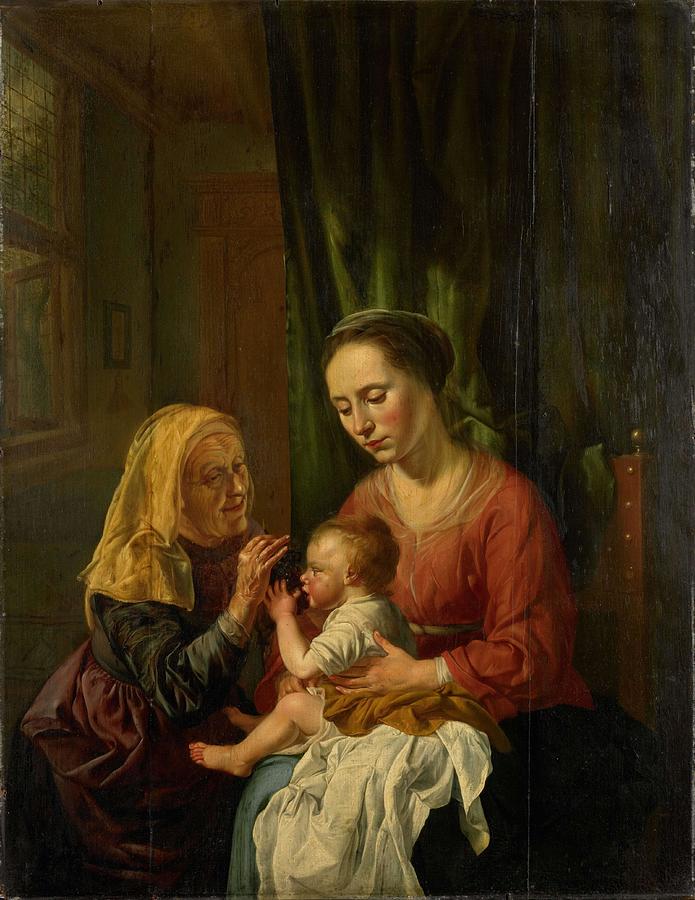 Virgin and Child with St Anne. Painting by Dirk van Hoogstraten - Fine ...