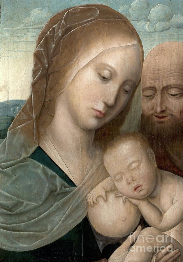 Virgin And Child With St Joseph, 1500-50 Painting By Joos Van Cleve 