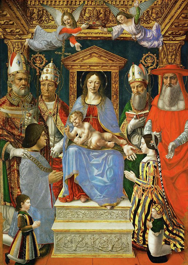 Virgin and Child,the Doctors of the Church and the family of Ludovico il Moro, 1994/95. Painting by Master Pala Sforzesca Master Pala Sforzesca