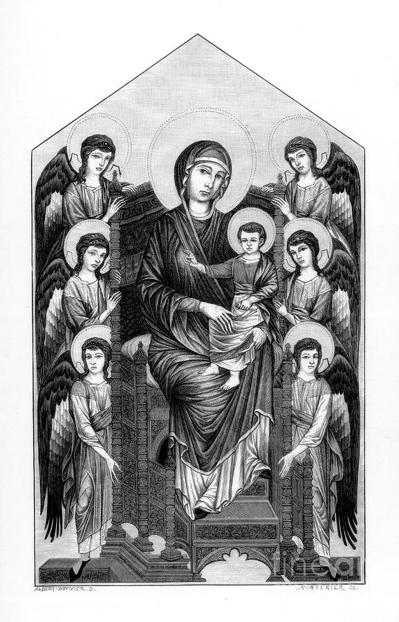 Virgin Enthroned With Angels, 1290-1295 Drawing by Print Collector