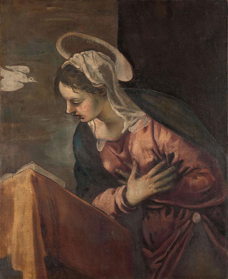 Virgin from the Annunciation to the Virgin. Painting by Jacopo Tintoretto