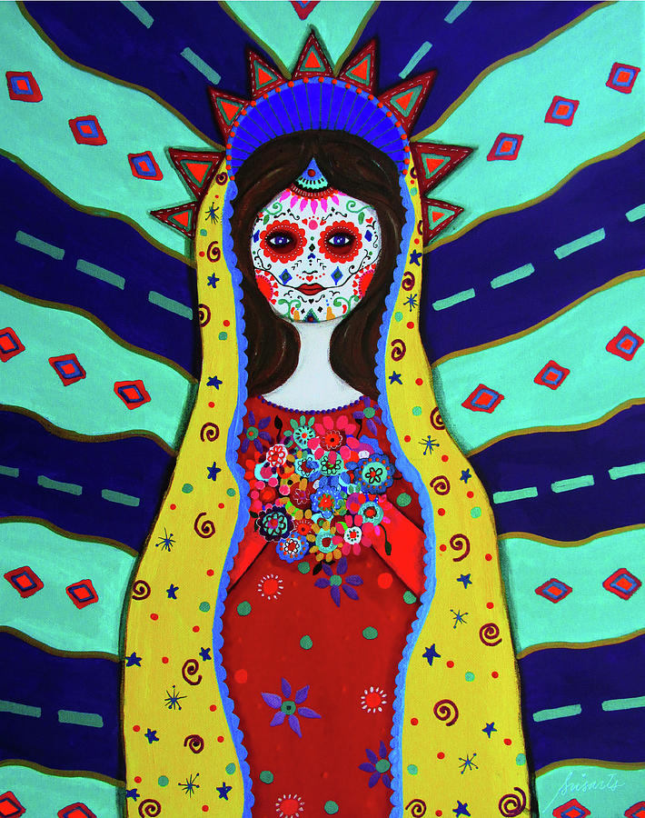 Holiday Painting - Virgin Guadalupe Dia De Los Muertos by Prisarts