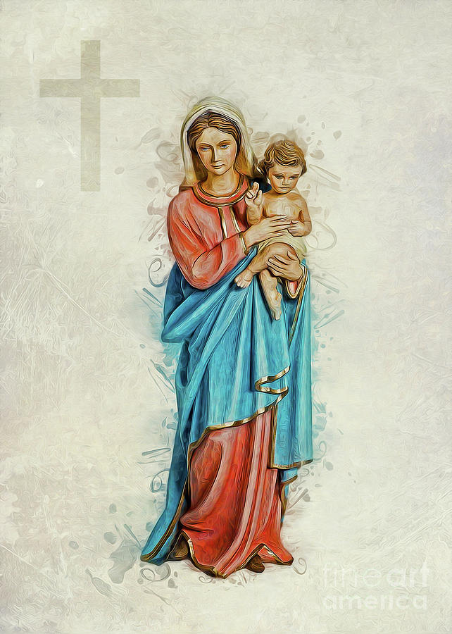 Virgin Mary And Jesus Digital Art by Ian Mitchell