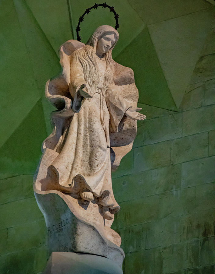 Virgin Mary of Segrada Familia Photograph by Marcy Wielfaert