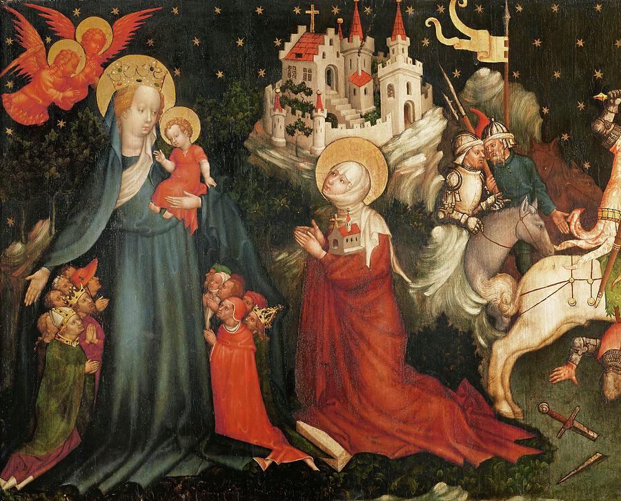 Virgo Misericordiae/The Virgin with child. Victory of Ludwig I over the Bulgarians, ca 1430. Painting by Master Saint Lambrecht -Hans von Tuebingen- MASTER SAINT LAMBRECHT -HANS VON TUEBINGEN- -15TH-