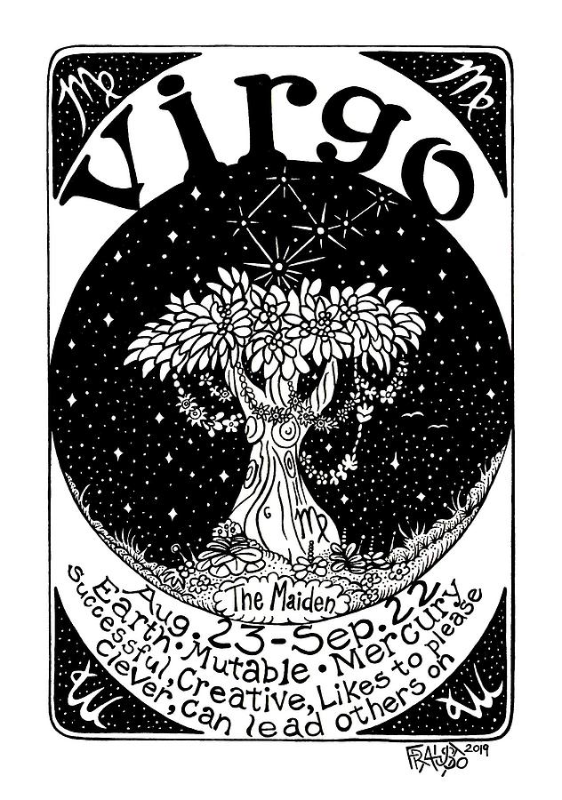Virgo Zodiac Drawing Drawing by Rick Frausto