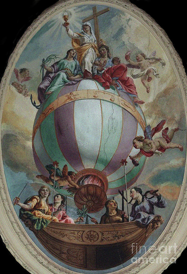 Virtue On A Balloon. Artist Orelli Drawing by Heritage Images