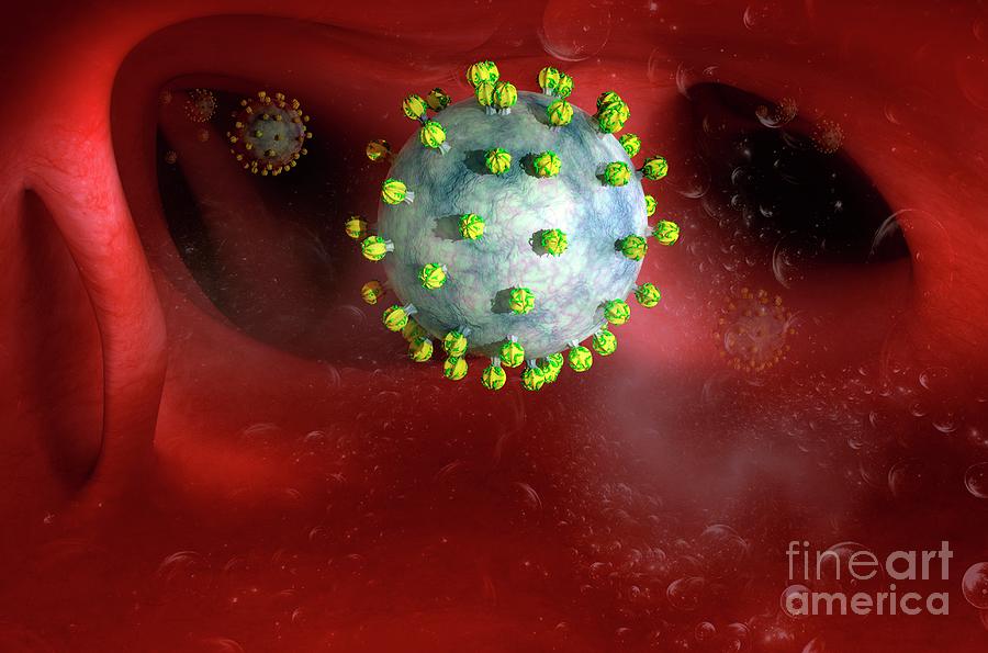 Virus Photograph - Virus Particle Infecting Host by Claus Lunau/science Photo Library