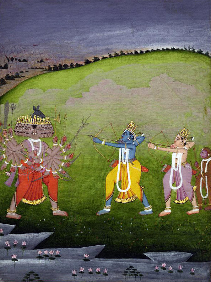 Vishnu in the form of Rama, the seventh avatar of the god Painting by Unknown