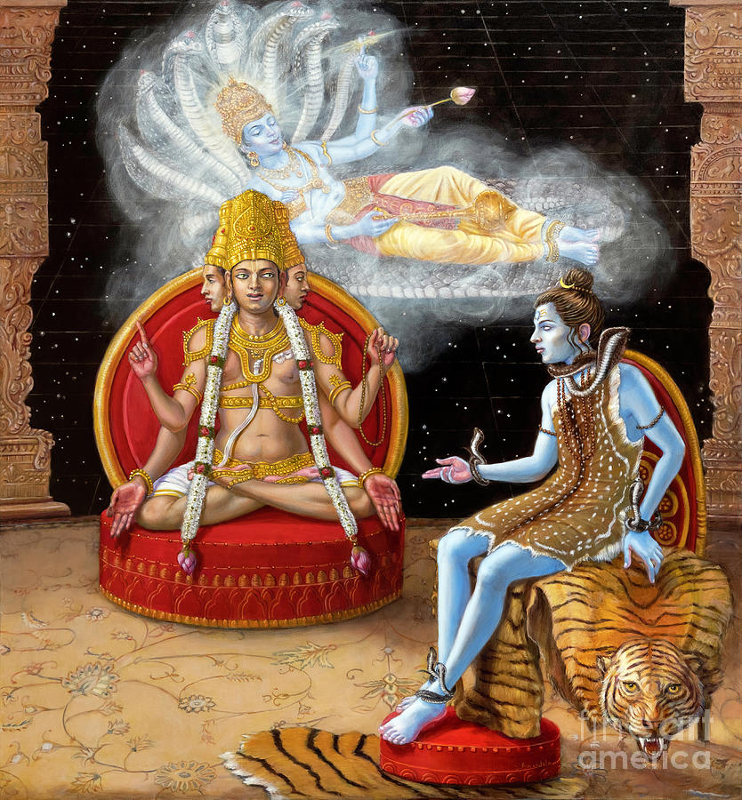 Vishnu, Shiva, and Brahma Painting by Dominique Amendola