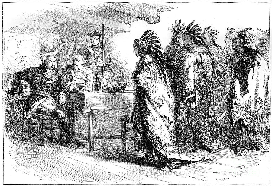 Visit Of Pontiac And The Indians Drawing by Print Collector