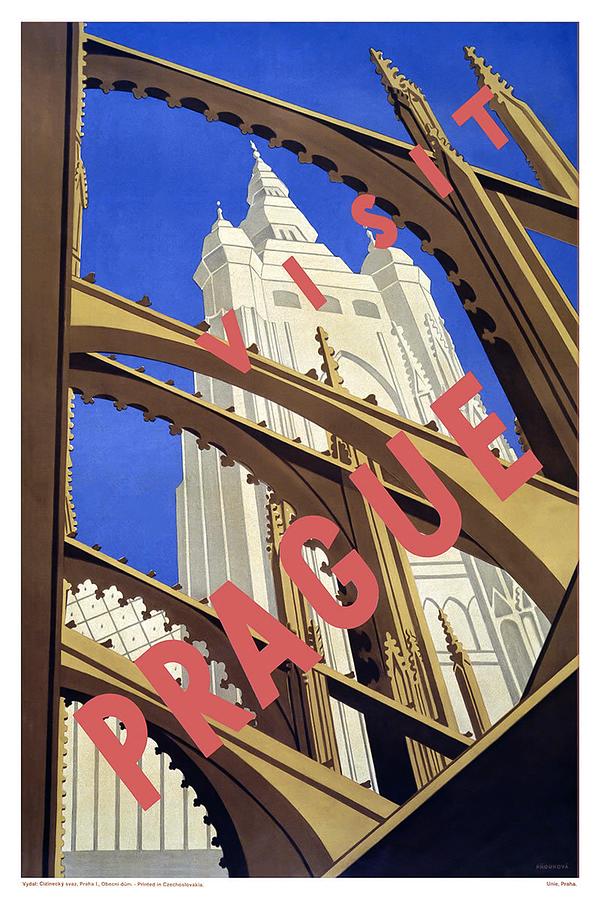 Visit Digital Art - Visit Prague by Vintage Arts Visit Digital Art - Visit Prague by Vintage Arts