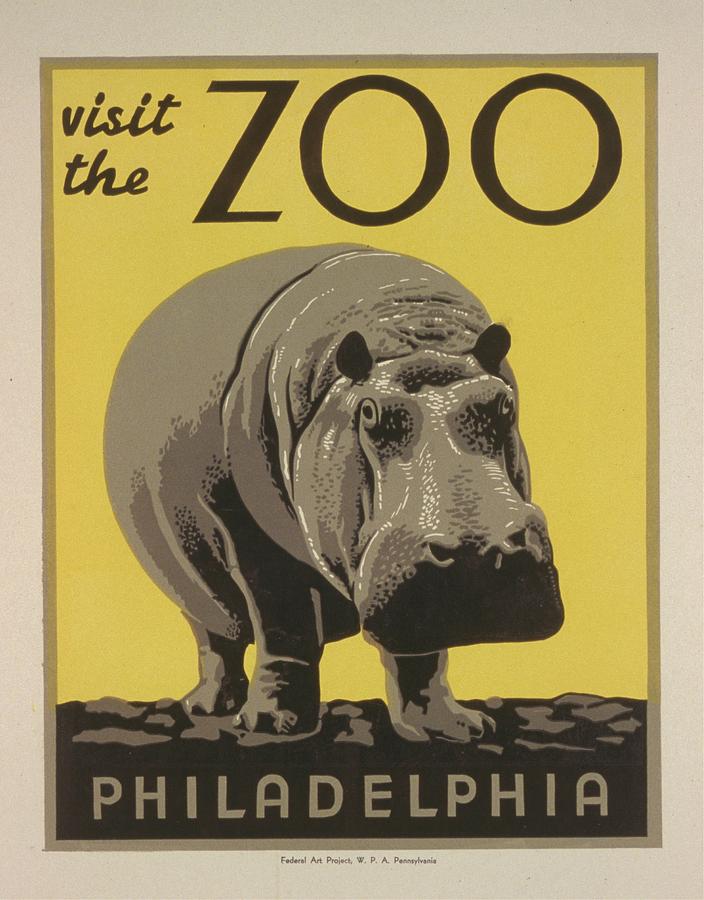 Hippopotamus Painting - Visit The Zoo  Philadelphia by Unknown