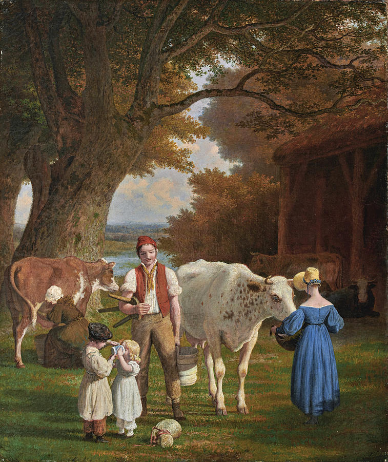 Visit to the Farm Painting by Jacques-Laurent Agasse