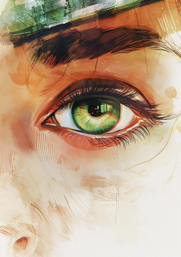 Vivid Green Eye Close-up Digital Art by Trendy Art Vivid Green Eye Close-up Digital Art by Trendy Art