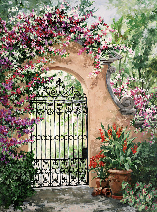 Flower Painting - Vizcaya Garden by Laurie Snow Hein