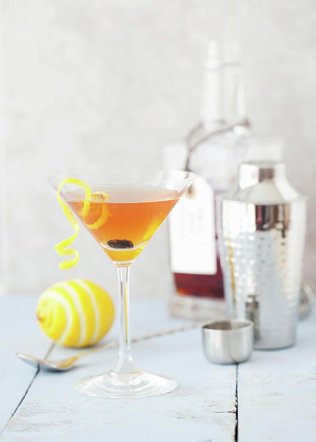 Vodka Martini Flavoured With Raisin Cinnamon Nutmeg Apple And Lemon Photograph by Jane Saunders