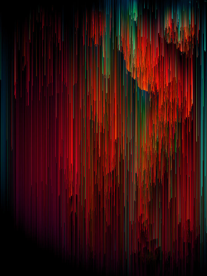 Fantasy Digital Art - Volcanic Glitches - Abstract Pixel Art by Jennifer Walsh