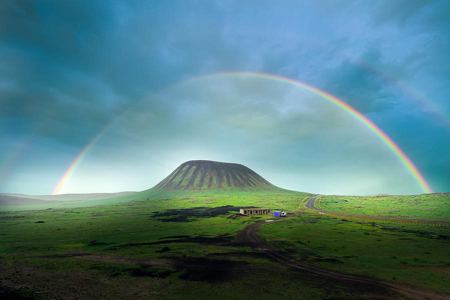 Volcano And Rainbow Photograph by Simoon