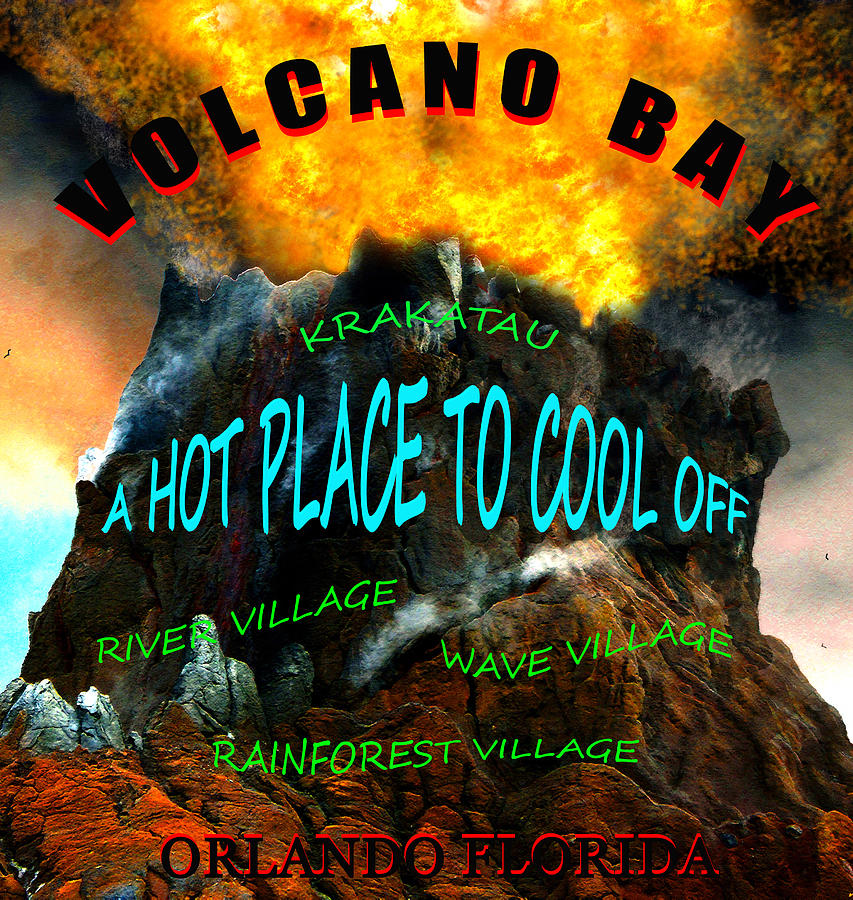 Volcano Bay Poster Design One Mixed Media