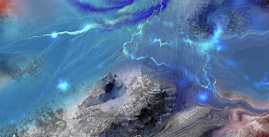 Natural Phenomenon Digital Art - Volcano Blue by Natalia Rudzina