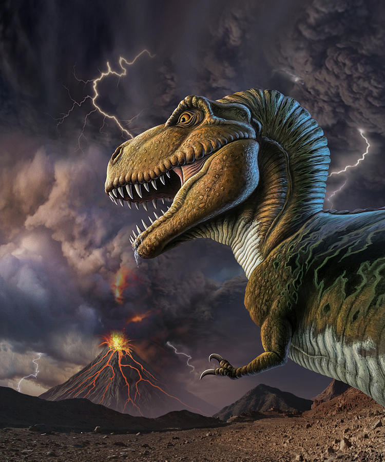 Dinosaur Mixed Media - Volcano Rex by Jerry LoFaro