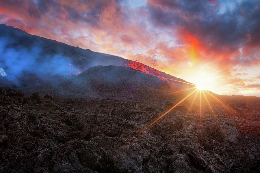 Mountain Photograph - Volcano Sunrise by Barathieu Gabriel